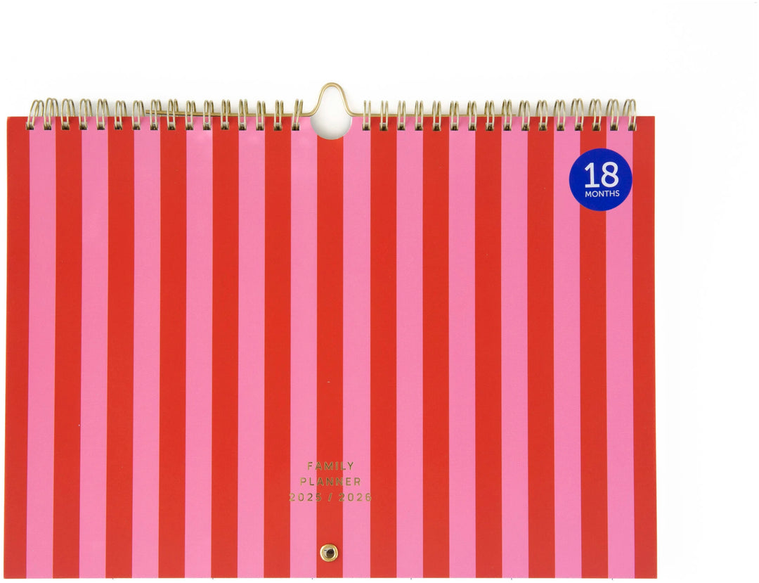 18 Months Family Planner - Stripe Pink - القرطاسية