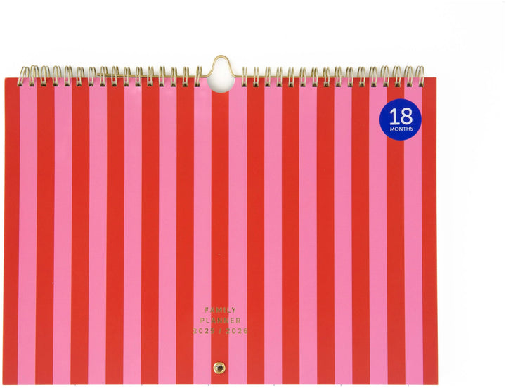 18 Months Family Planner - Stripe Pink - القرطاسية