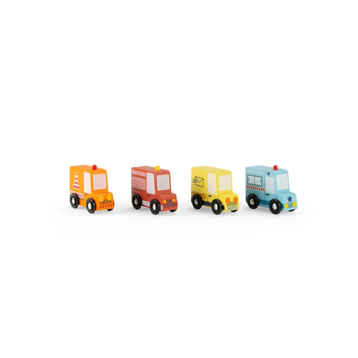 Avenue du Moulin - Set of 4 Wooden Trucks - ألعاب الأطفال