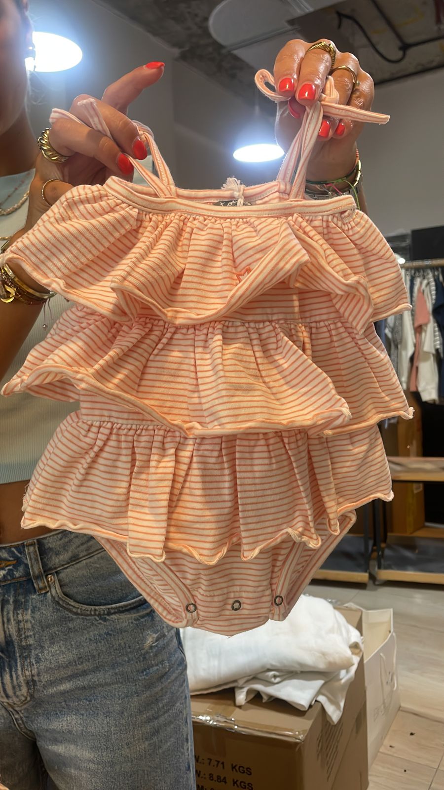 Stripped Baby Body Pink - بذلة