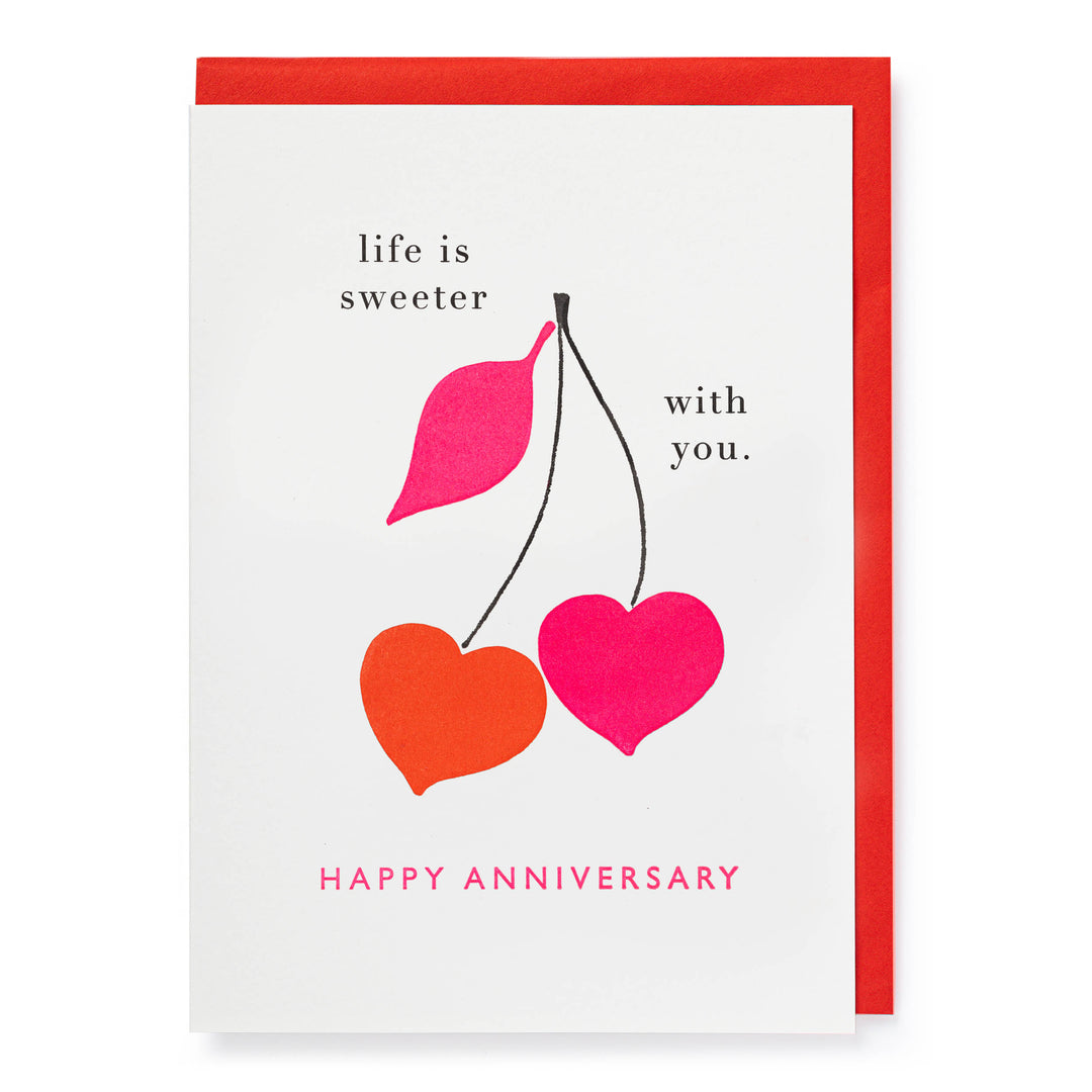Letter Press Card - Anniversary Cherries - عود ثقاب