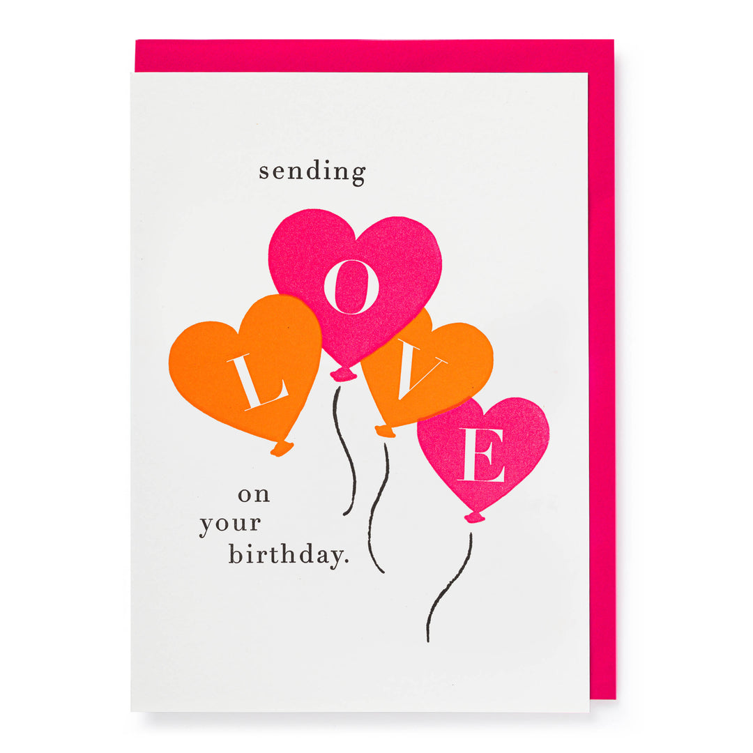 Letter Press Card - Birthday Love Balloons - عود ثقاب
