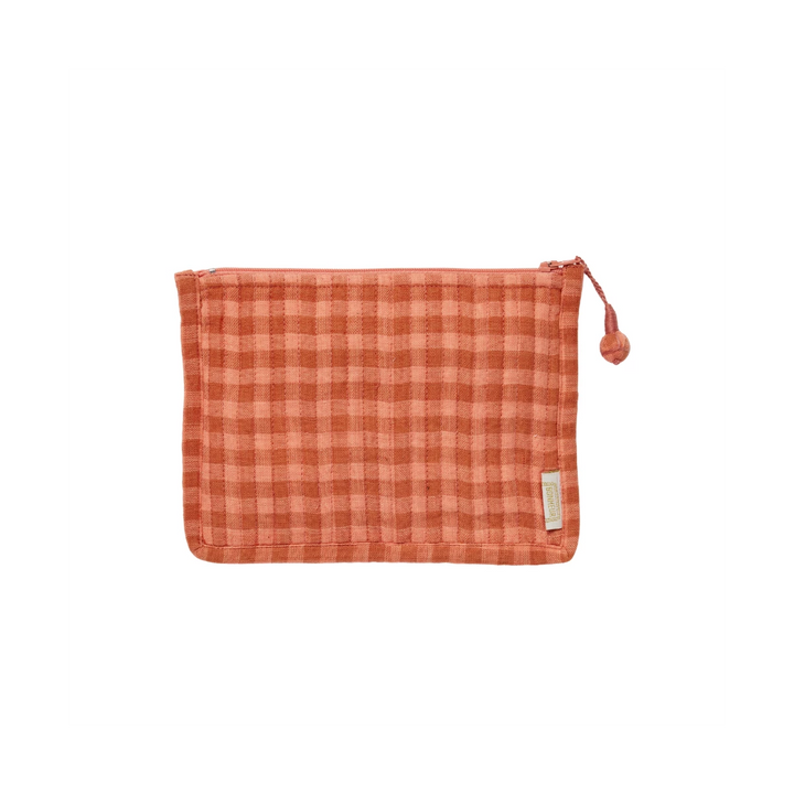 Small Pouch - Vichy Rose / Terracotta - شنطة