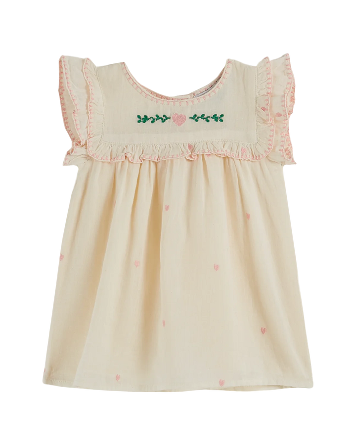 Dress Baby Girl Embroidered Coeur - قصيرة
