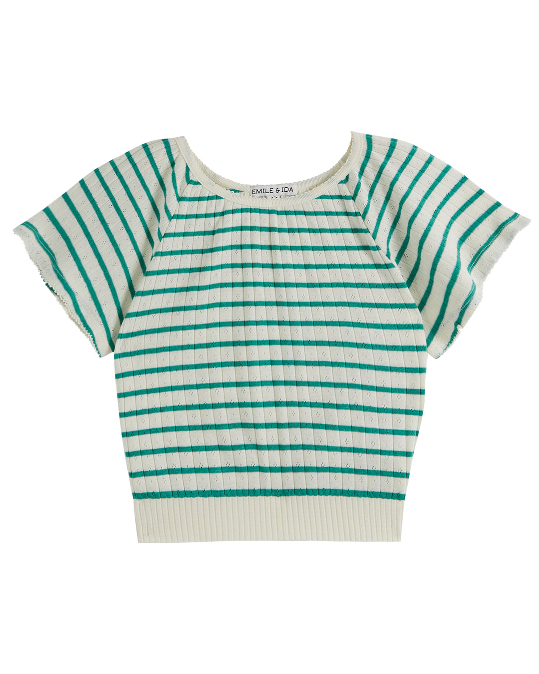 T-shirt Girl Stripe Haricot - قصيرة