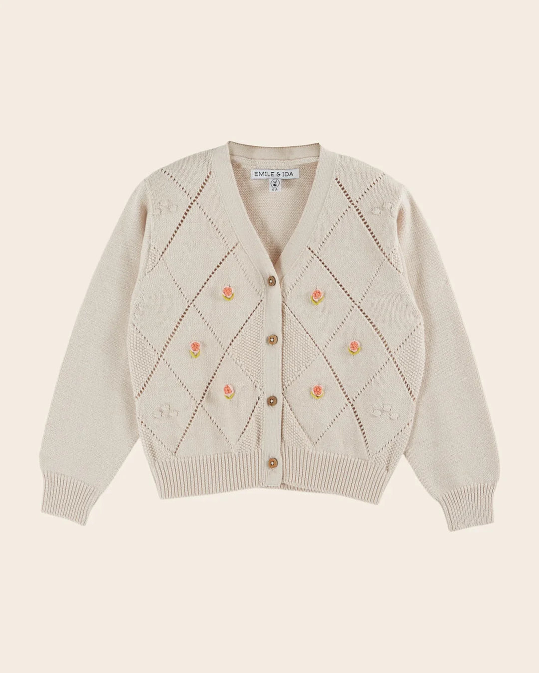 Cardigan Girl Embroidery - Ecru - قصيرة