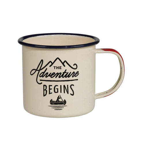 Enamel Mug Adventure Begins Cream -  قدح