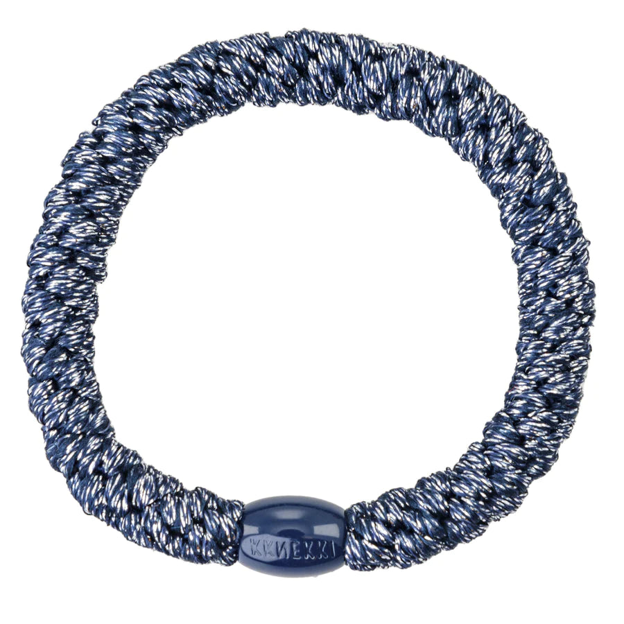Hair Ties Navy Silver Glitter - المرن