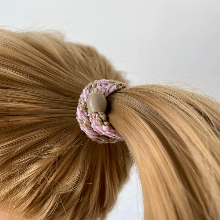 Hair Ties Mix Light Pink Beige Glitter  - المرن