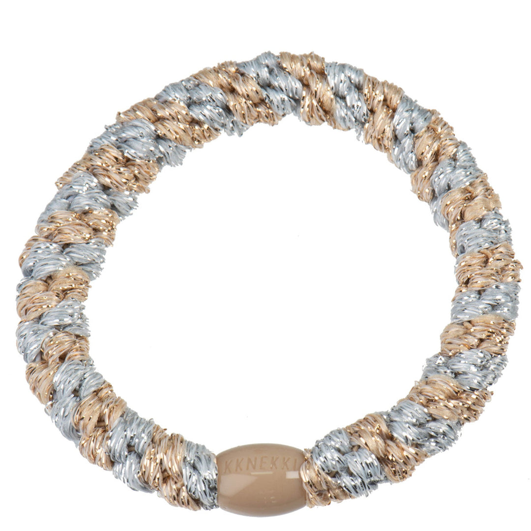 Hair Ties Mix Silver Beige Glitter Stripe - المرن