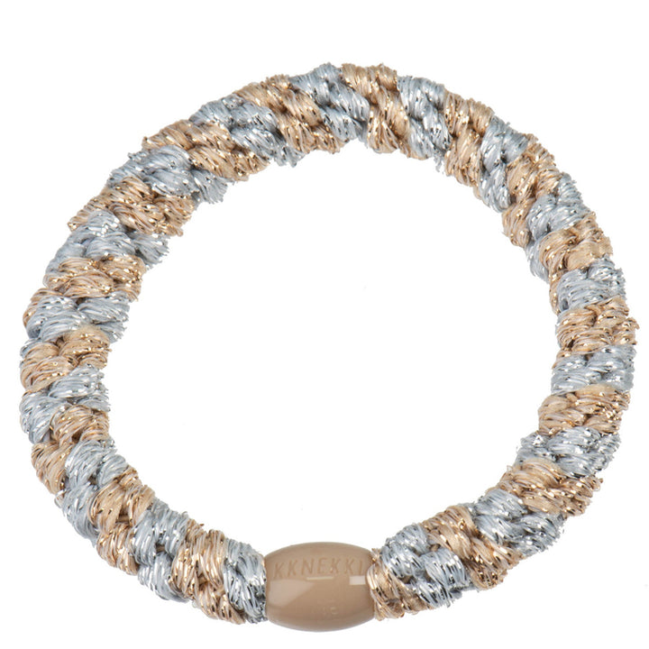 Hair Ties Mix Silver Beige Glitter Stripe - المرن
