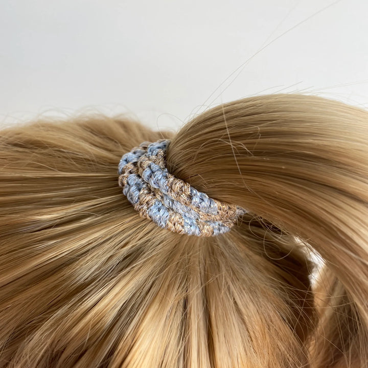 Hair Ties Mix Silver Beige Glitter Stripe - المرن