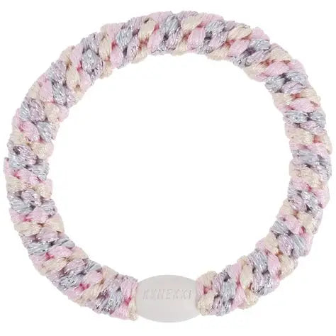 Hair Ties Mix Silver Pink Glitter Stripe - المرن