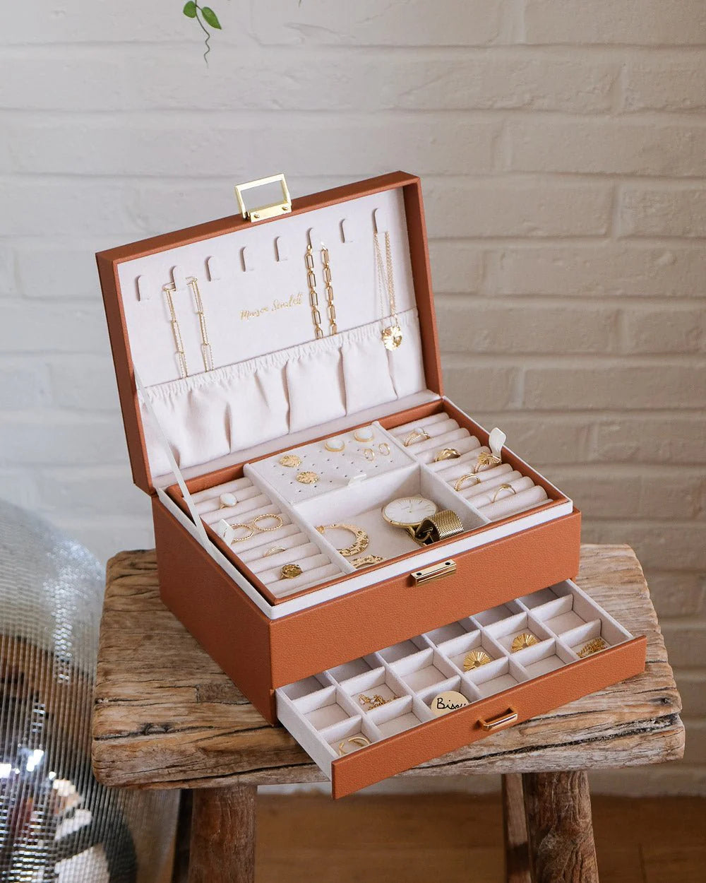 Jewelry Box Denise - Camel - علبة مجوهرات