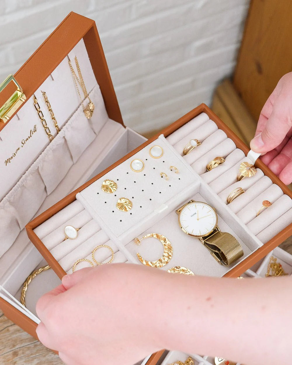 Jewelry Box Denise - Camel - علبة مجوهرات