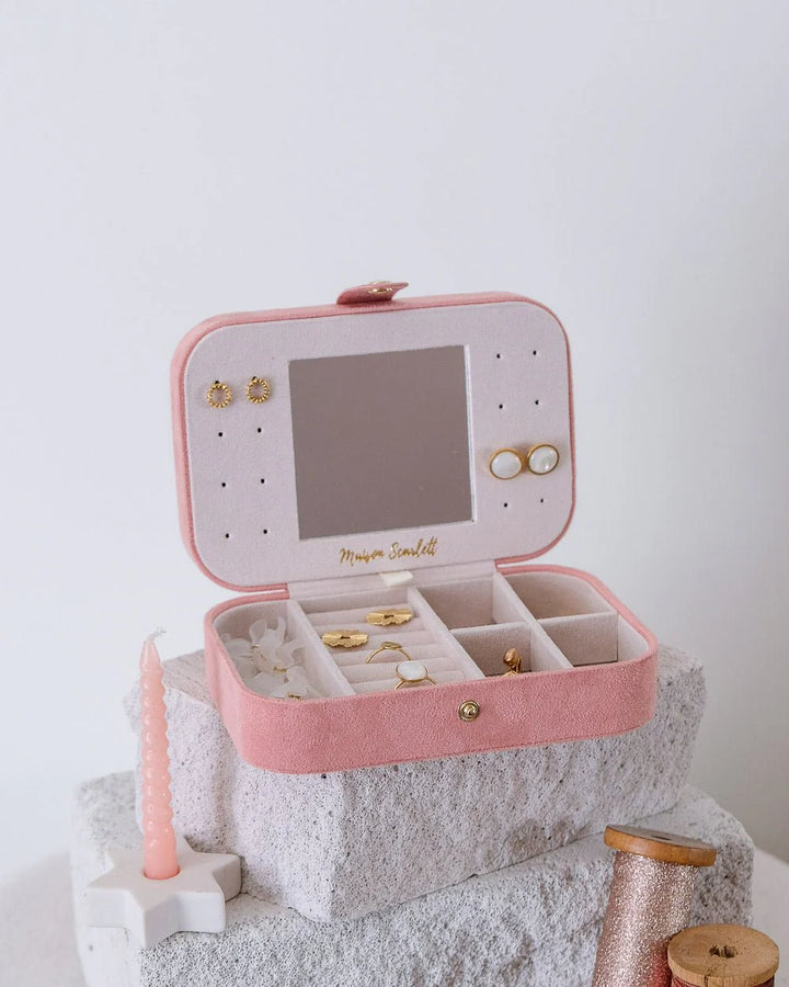 Jewelry Travel Box Brigitte - Pink Velvet - علبة مجوهرات