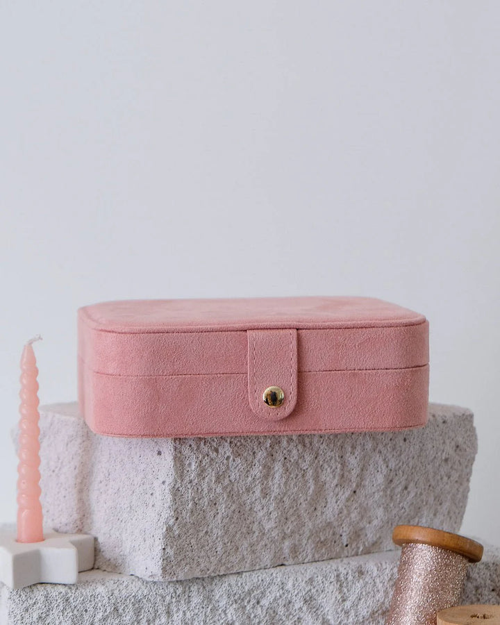 Jewelry Travel Box Brigitte - Pink Velvet - علبة مجوهرات