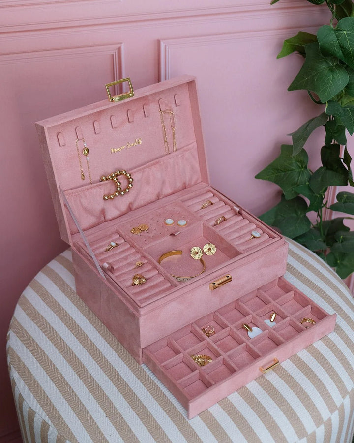 Jewelry Box Denise - Pink Velvet - علبة مجوهرات