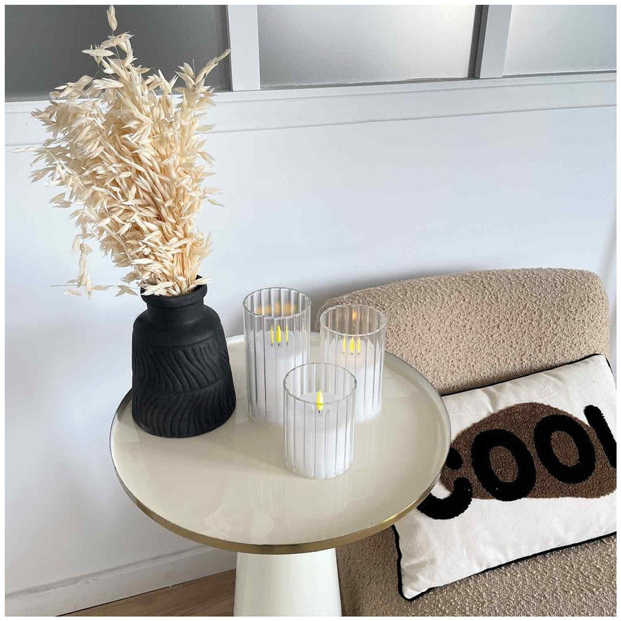 3 LED Candles In White Glasses - خروف