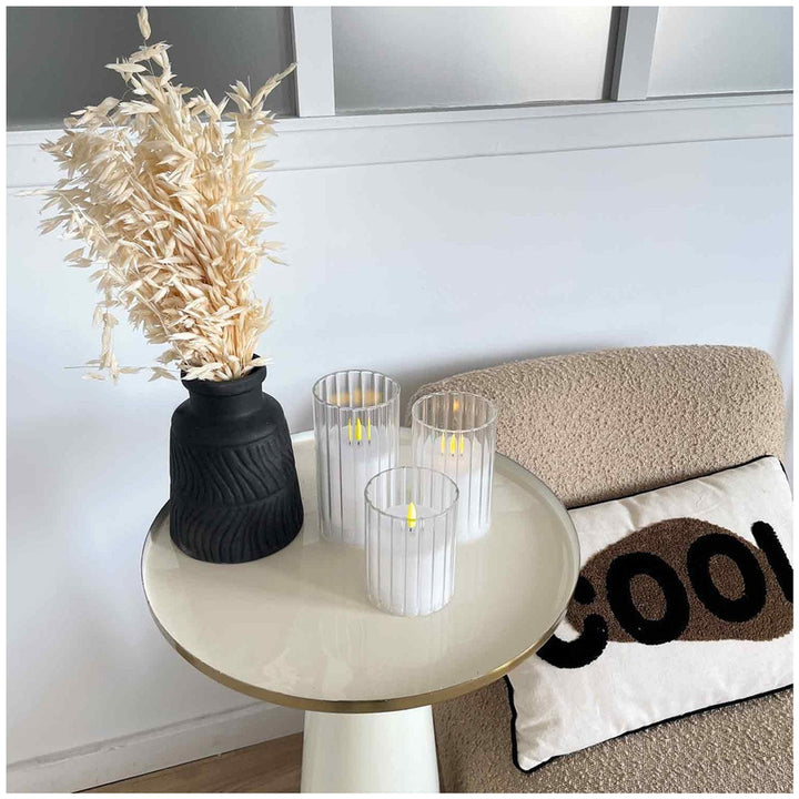 3 LED Candles In White Glasses - خروف
