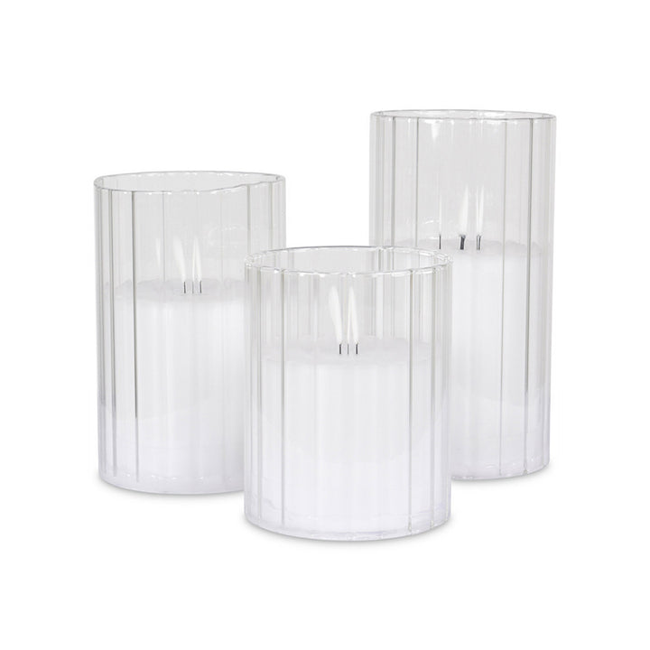 3 LED Candles In White Glasses - خروف