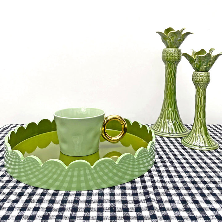 Ceramic Palm Tree Candle Holder - Green - شمعدان