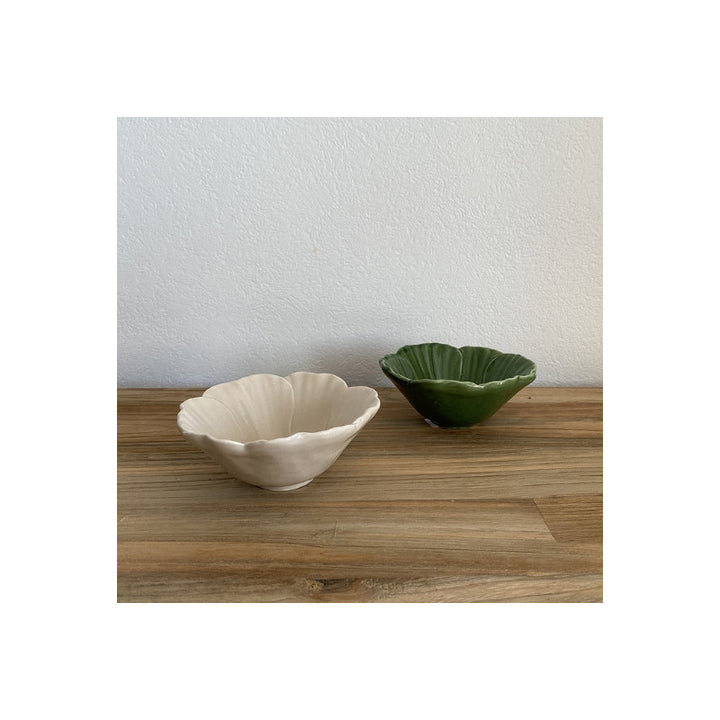 Ceramic Small Flower Bowl - Green - صَحن