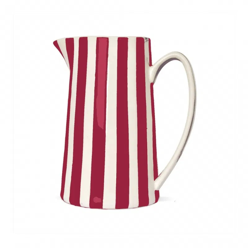 Ceramic Pitcher - Red Stripe - ديكور المنزل