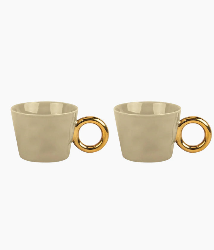 Set Of 2 Mugs Matin Calin - Taupe - أكواب