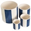 Set of 4 Striped Ceramic Pots - Blue  - صَحن