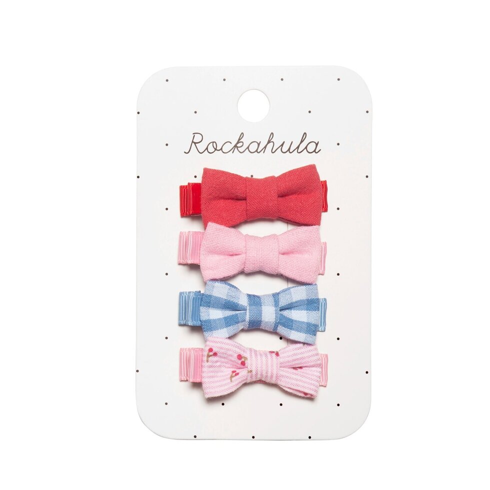 Cherry Gingham Mini Bow Clips - مستلزمات