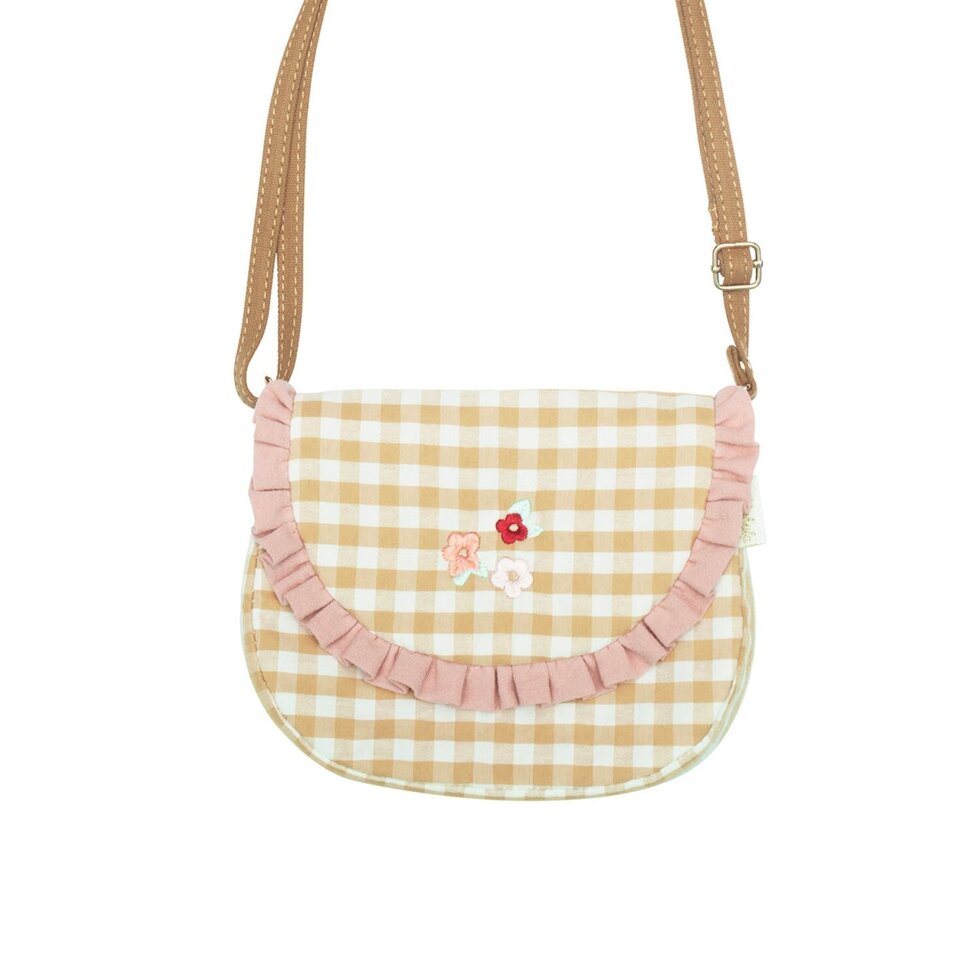 Gingham Embroidered Ruffle Bag - مستلزمات