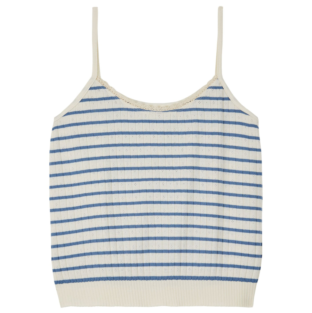 Women Top Stripe Navy - قصيرة