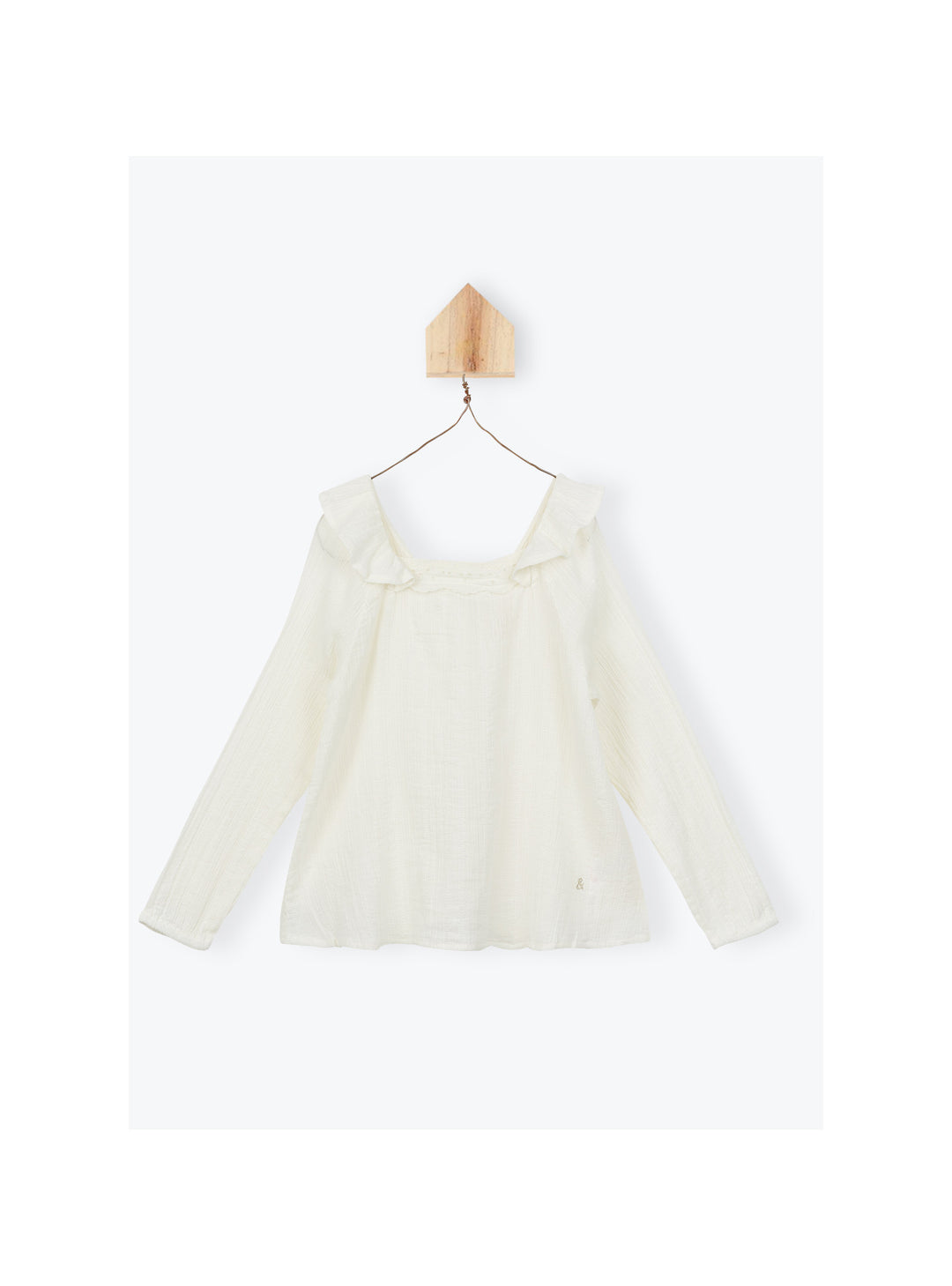 Blouse Girl Flounced Off White - قميص