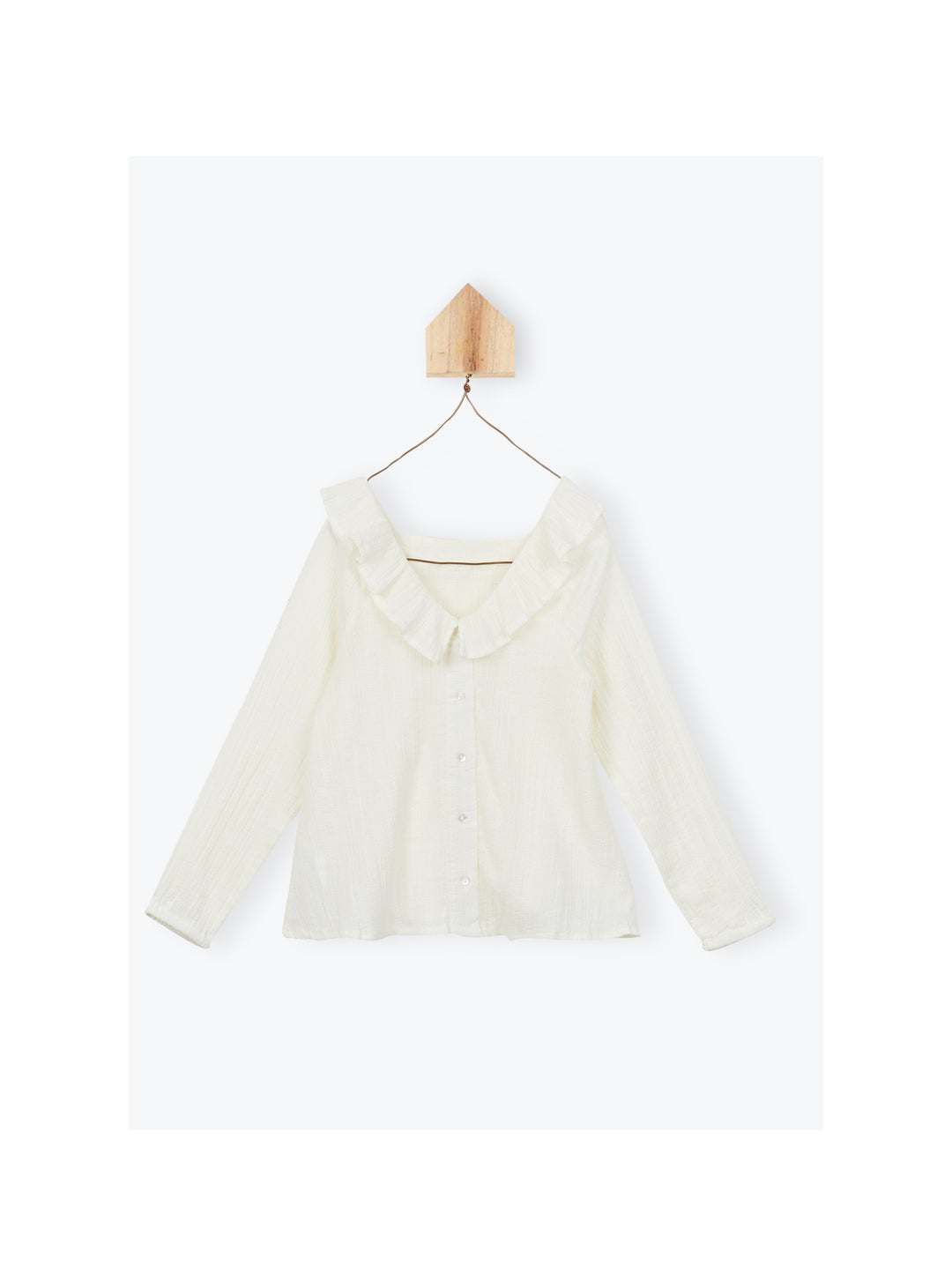 Blouse Girl Flounced Off White - قميص