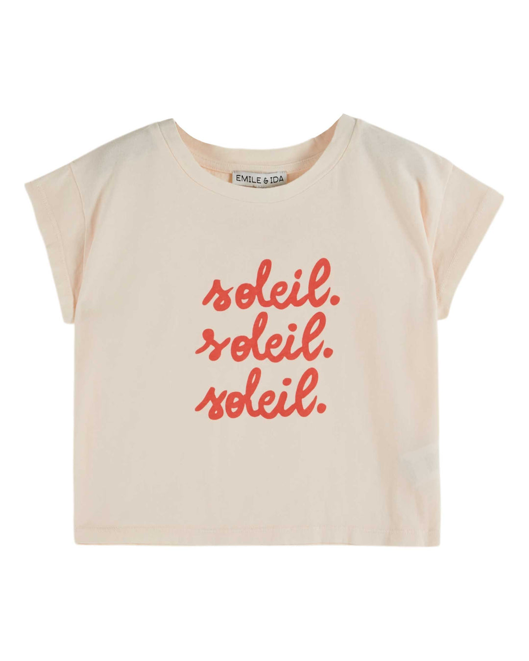 Girls printed cotton t-shirt in cream with soleil graphic