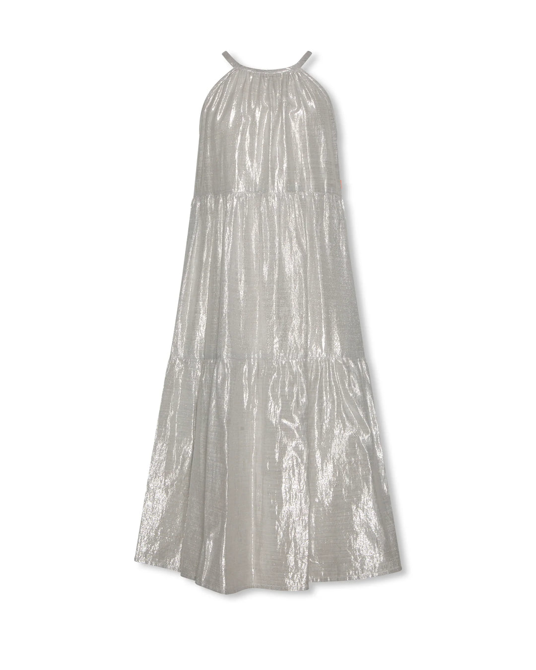 Girls silver metallic maxi dress