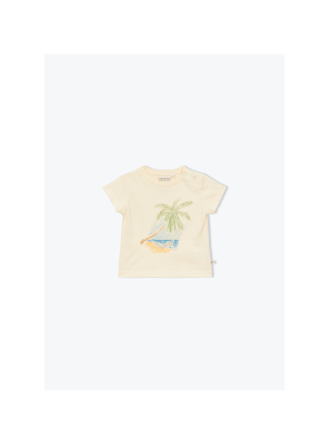 baby palm tree t-shirt in organic cotton with tropical beach illustration