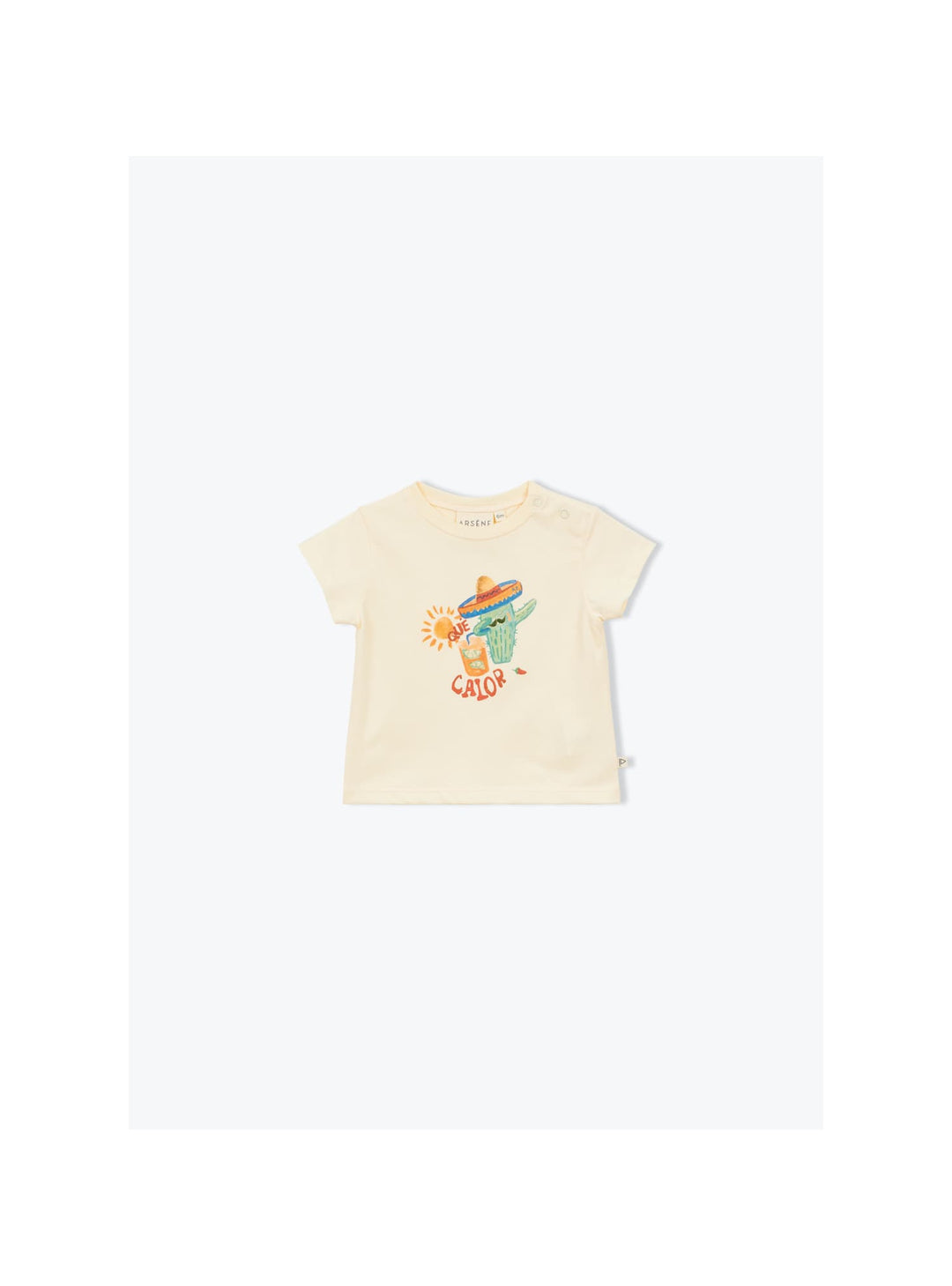 Baby organic cotton t-shirt with colorful cactus and summer graphic print