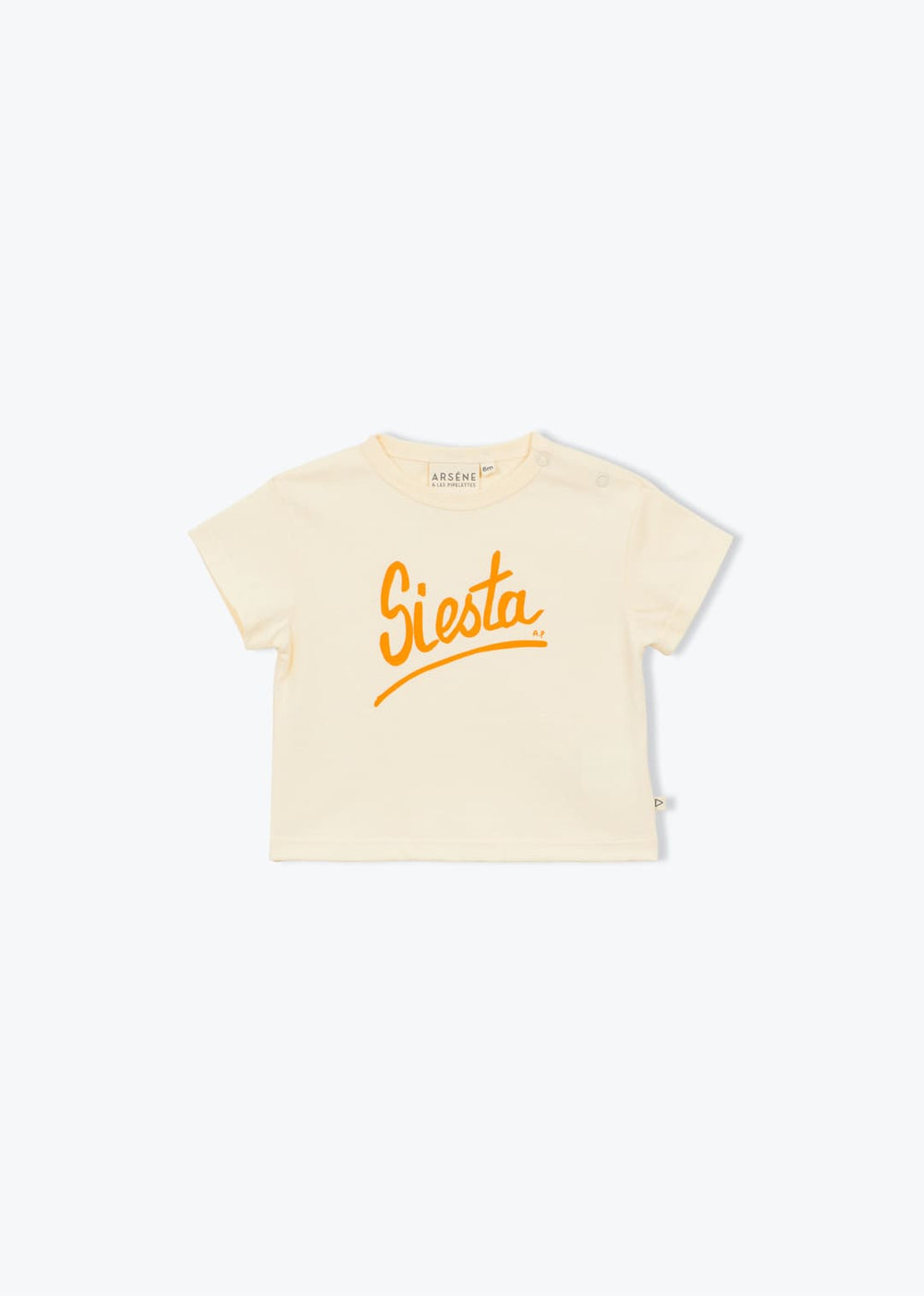 Baby off white cotton t-shirt with siesta graphic print in soft breathable fabric