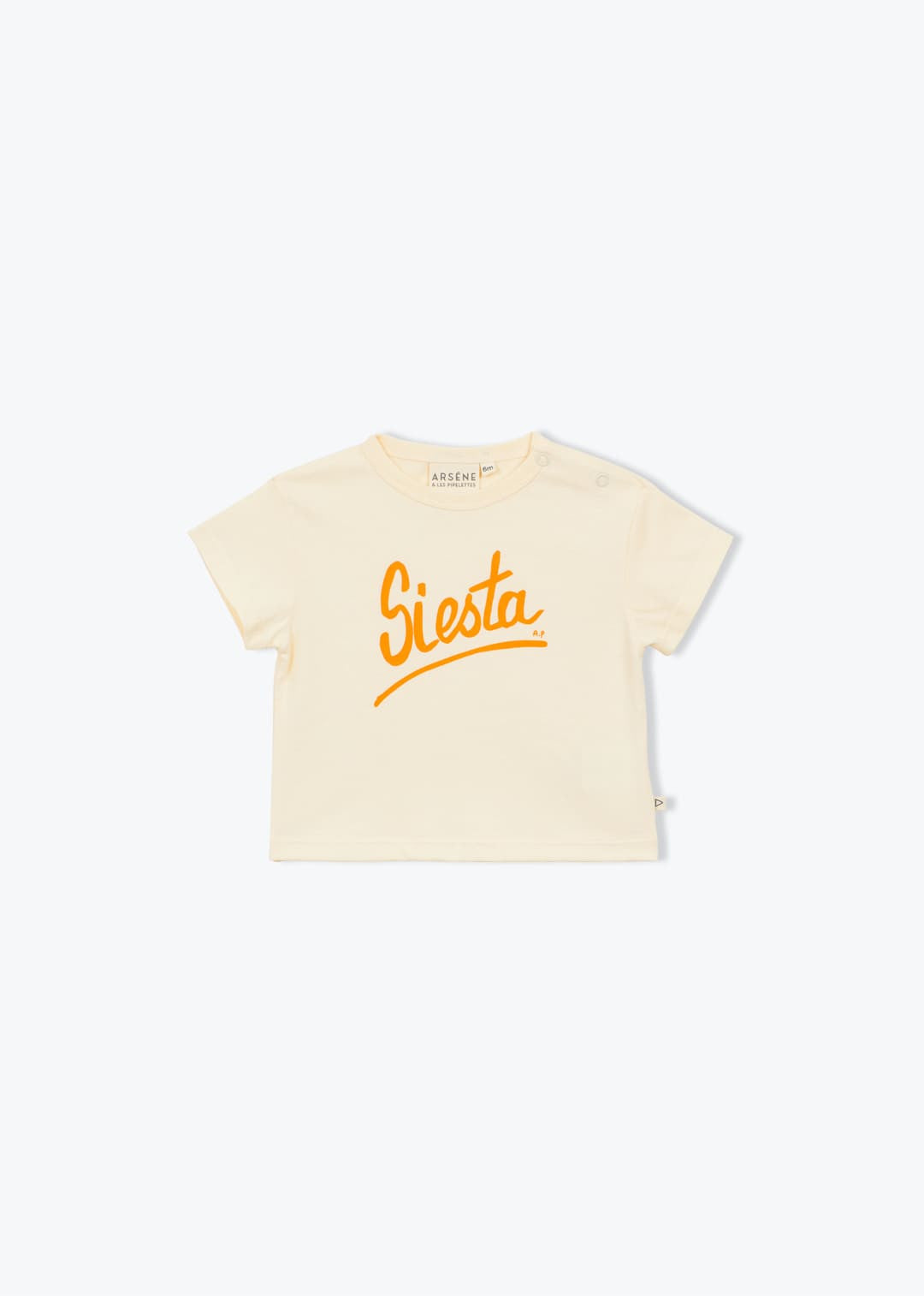 Baby off white cotton t-shirt with siesta graphic print in soft breathable fabric