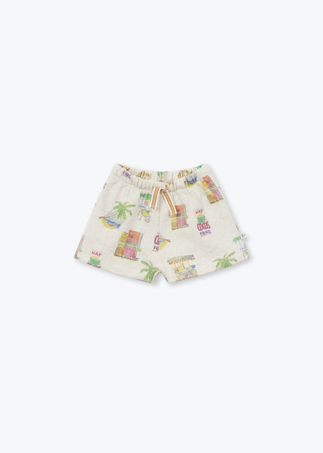Baby organic cotton printed shorts with tropical summer pattern