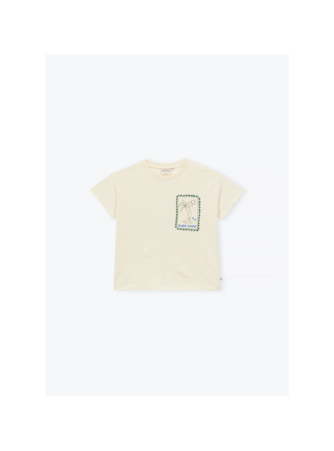Organic cotton kids t-shirt with Surf Camp illustration