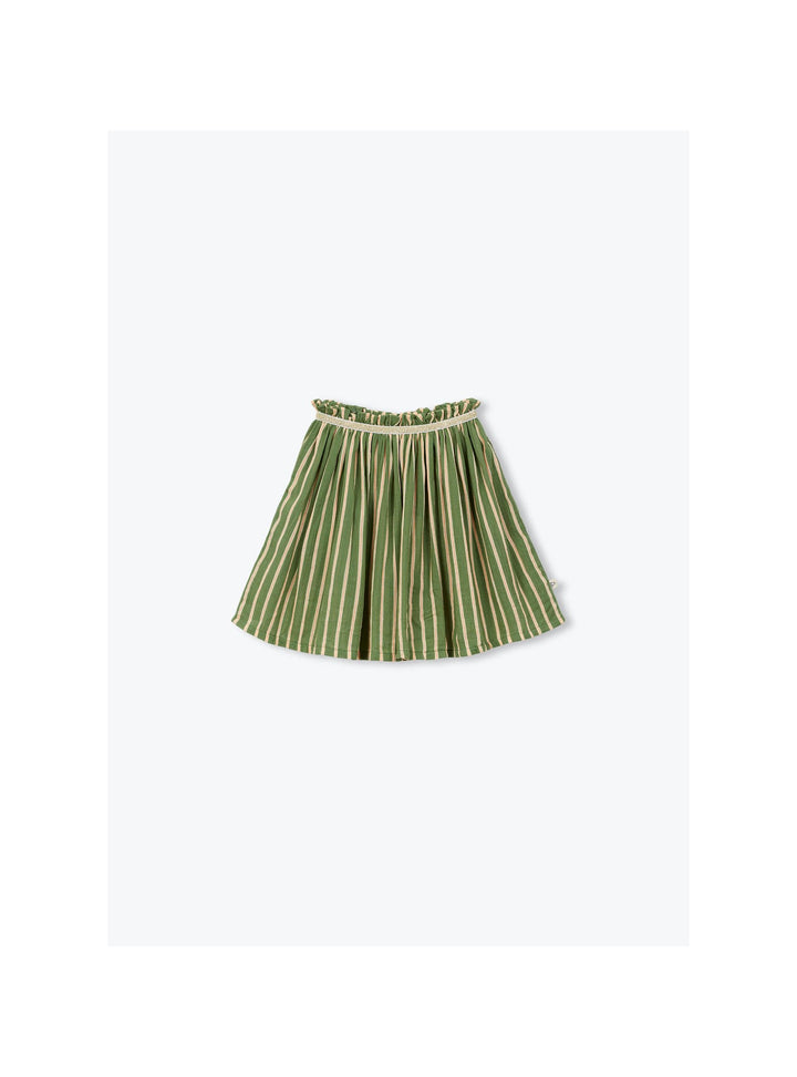 Girls organic cotton striped skirt with fluo accents in green 