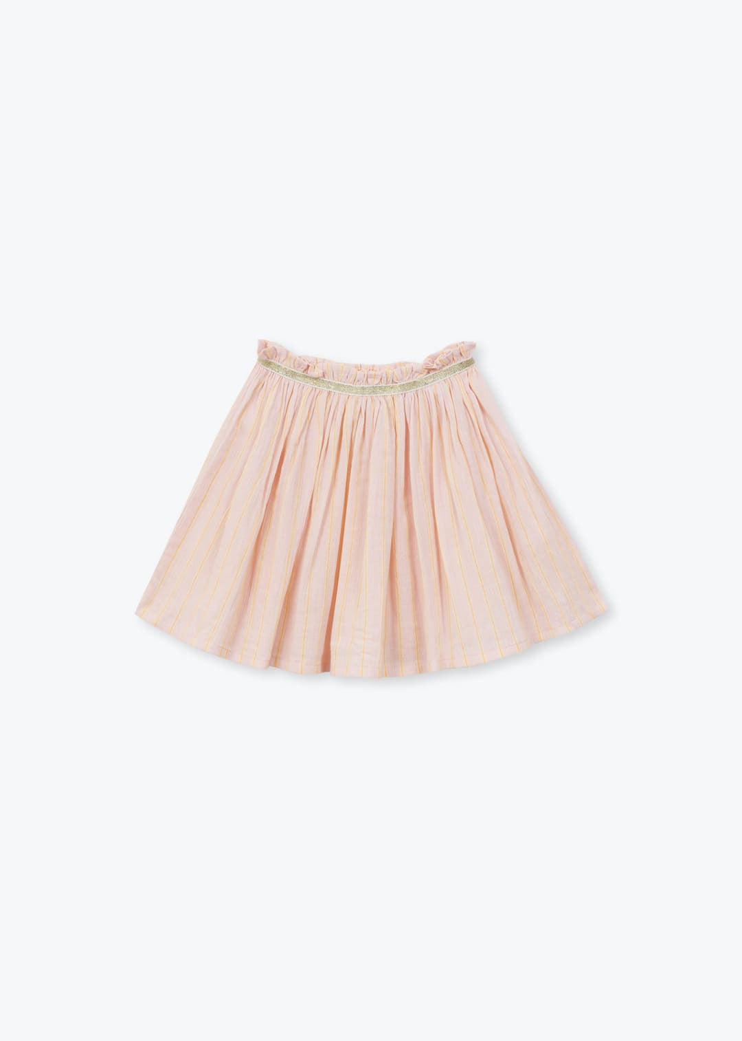 Girls organic cotton striped skirt with fluo accents in pink 
