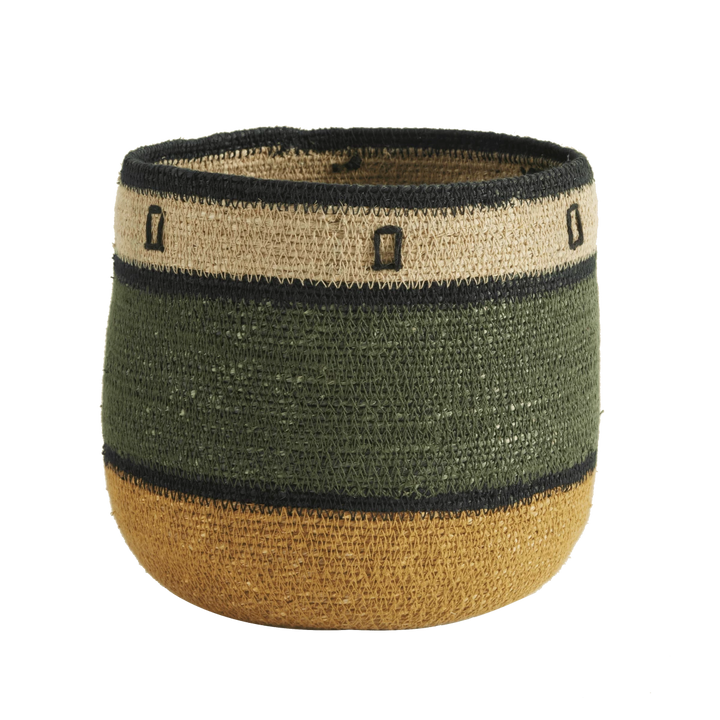 Bohemian Basket – Green Squares   - شنطة