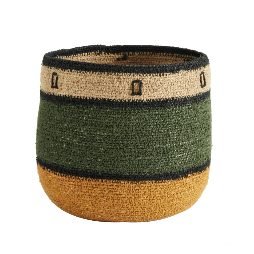 Bohemian Basket – Green Squares   - شنطة