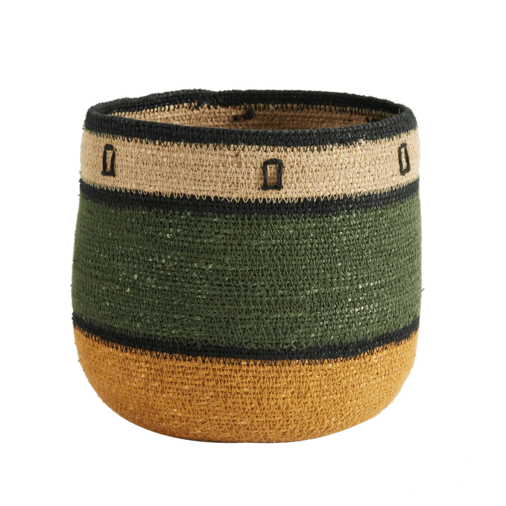 Bohemian Basket – Green Squares   - شنطة