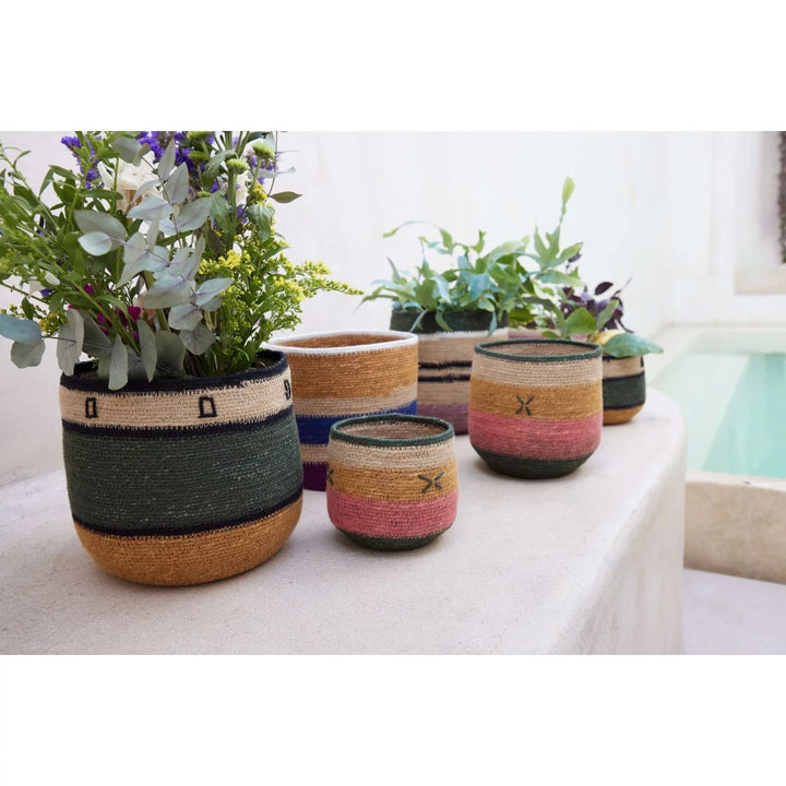 Bohemian Basket – Green Squares   - شنطة