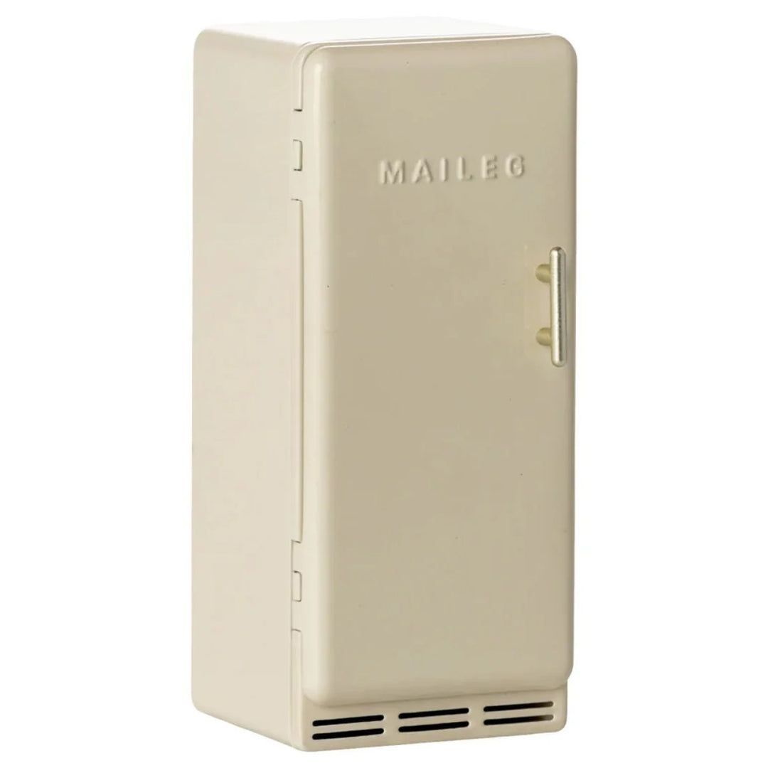 Maileg fridge mouse toy off-white miniature fridge with tiny cheese and ice creams